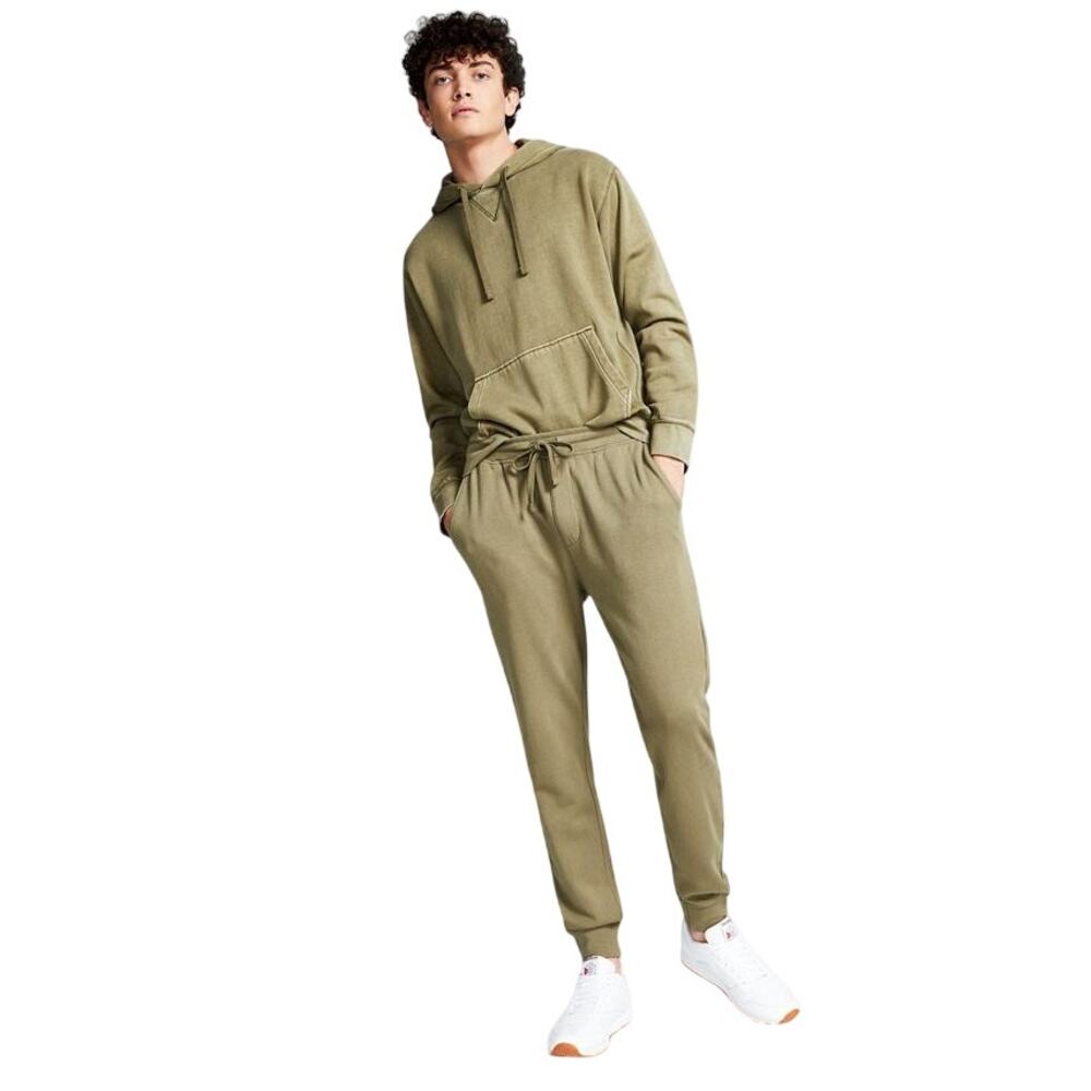 AND NOW THIS Men's Soft Knit Fleece Jogger Pants Olive, Size Medium